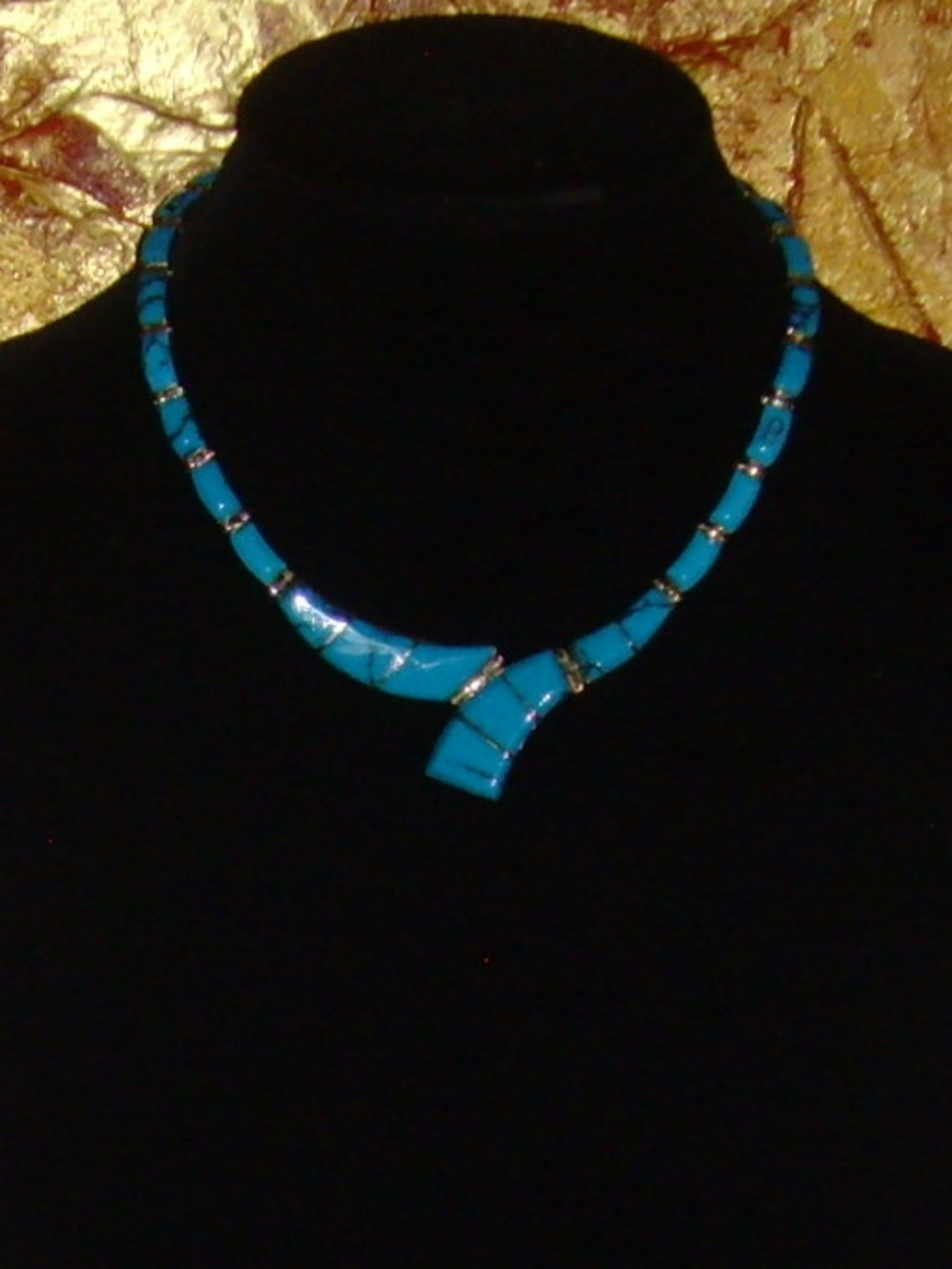 Sterling Silver 925 and Faux Turquoise Necklace - Picture 5 of 13